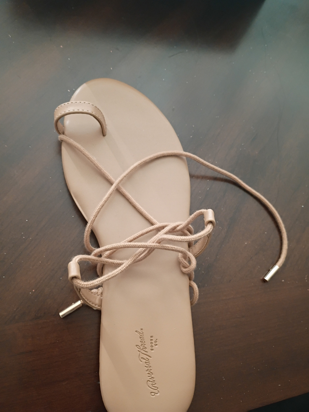 Women's Tan Lace-Up Flat Sandals - Picture 3 of 4